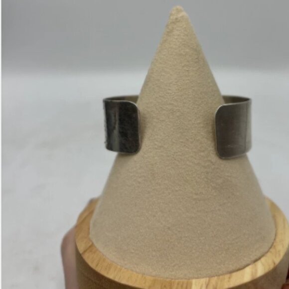 Sterling Silver Three Color Round Stone Cuff Bracelet Modernist Navajo Signed - Picture 5 of 9